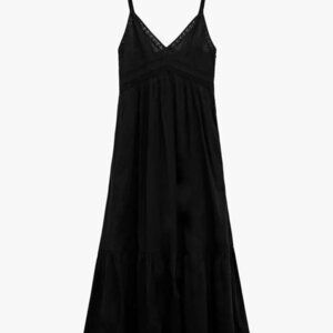 ZARA WOMEN'S LACE INSERT COTTON DRESS